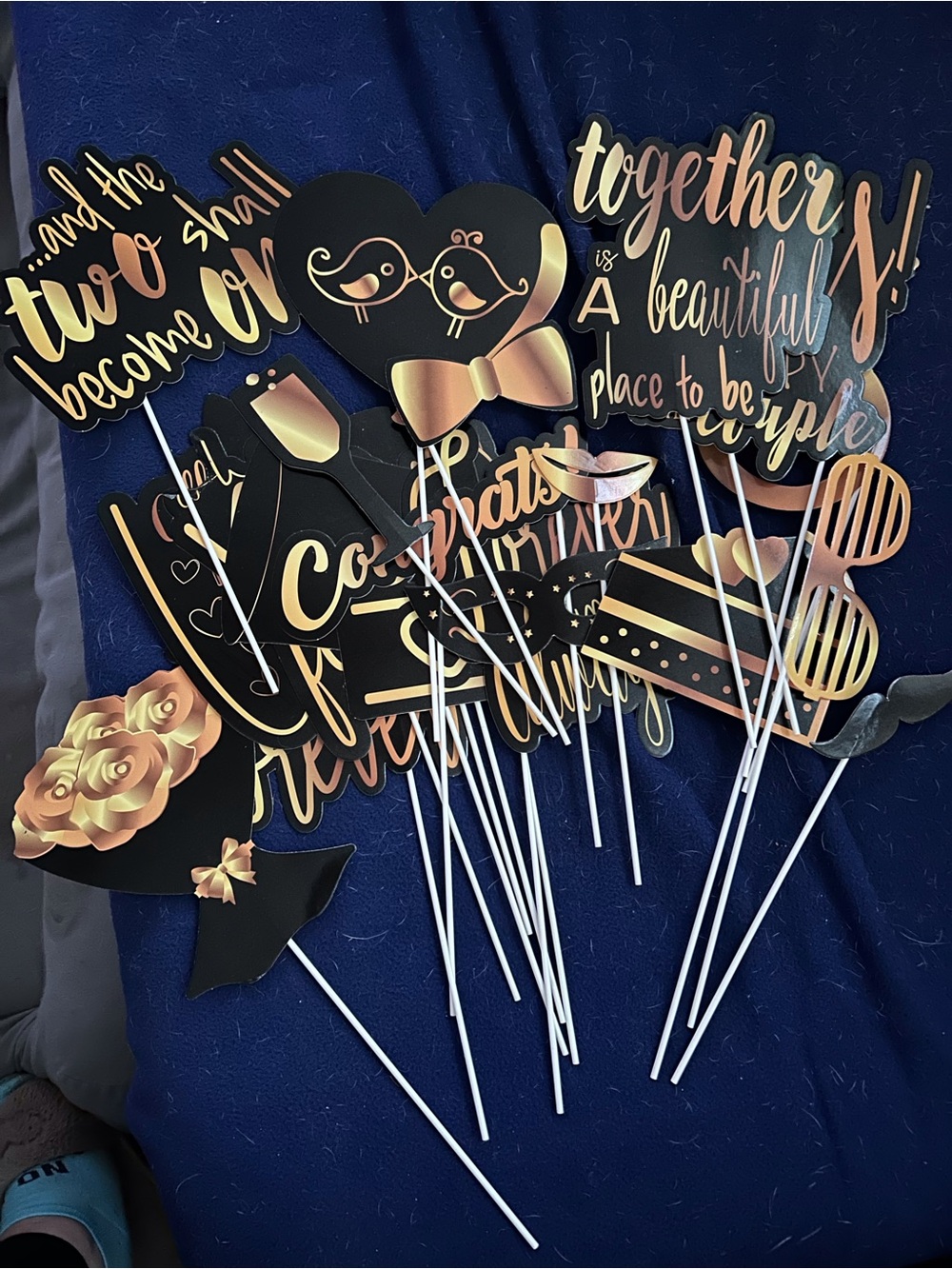 Black and Rose Gold Wedding Photo Booth Props - Home Party Supplies